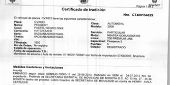 tramite de certificado de tradicion